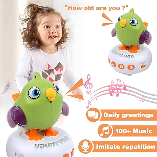 Image of Cable World Interactive Talking Bird Toy for Kids with Wrist Strap, USB Rechargeable Smart Singing Bird, Repeat Voice, Songs, Stories & Whistling, Educational Musical Toy for Boys & Girls (2 Colors)