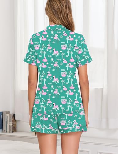 Image of Veseacky Womens Pajamas Set Short Sleeve Sleepwear Button Down Pjs Comfy 2 Pieces Soft Lounge Set S-XXL