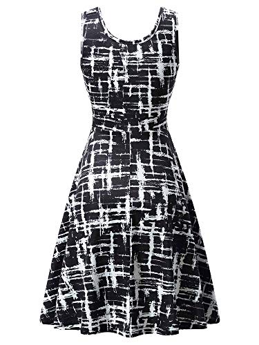 FENSACE Women's Sleeveless Midi Dress Casual Flared Tank Dress, 18034-30, X-Large