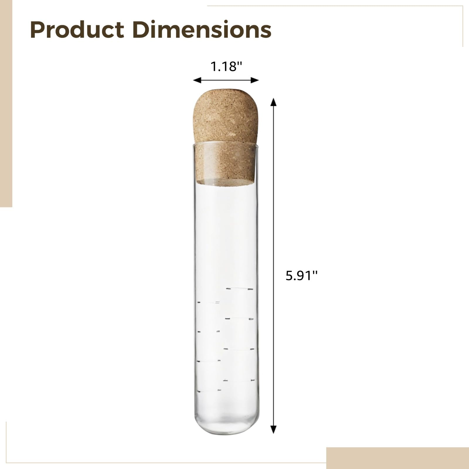 Filtro de té de cristal para té suelto, mini colador para una taza, vidrio de borosilicato sin plomo con tapa de corcho, juego de 6 unidades para el hogar y la oficina, adecuado para té, café y frutas