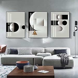 Abstract geometrisch canvas schilderij moderne muurkunst afbeelding zwart wit afdrukken en posters woonkamer…