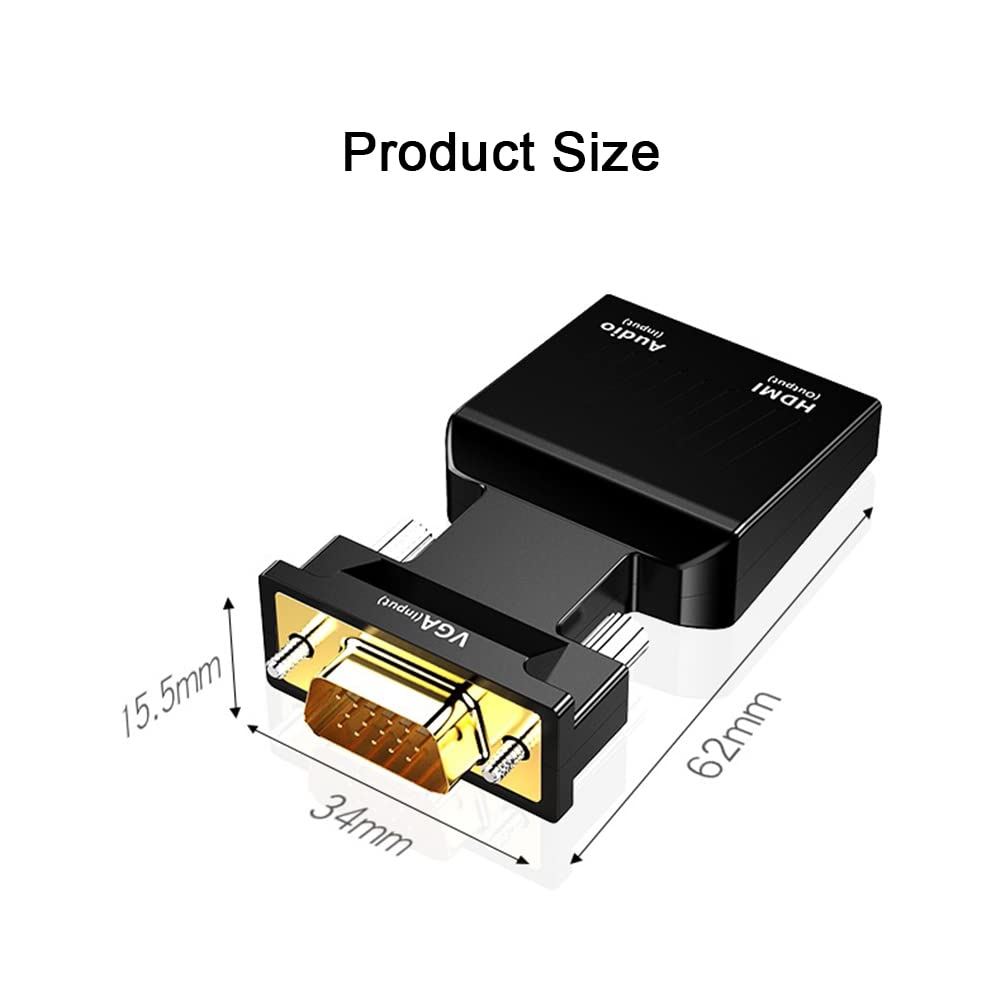 Adattatore Da VGA A HDMI | Con Audio 3.5 Mm E Alimentazione USB | Per Monitor, TV E Proiettori | Full HD 1080p - Foto 9