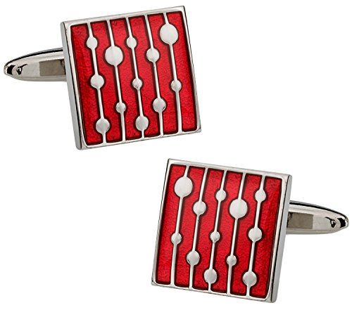 Mancuernillas cuadradas rojas esmaltadas para hombre miniatura 1
