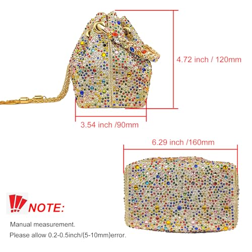 Image of HUANG ZHUANG Colorful Crystal Soft Purse Sparkly Rhinestone Handbag Women Clutch Bling Party Crossbody Bag for Prom Cocktail
