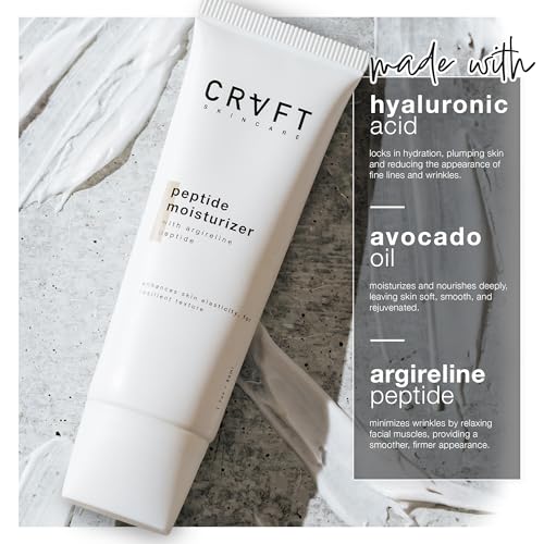 Hair Craft Co. Peptide Moisturizer 1.7oz - Daily Hydrating Face Cream for Dry Skin - Anti-Aging/Firming, Helps Reduce Wrinkle Appearance/Fine Lines – Lightweight, Non-Greasy Formula - 30 Day Supply