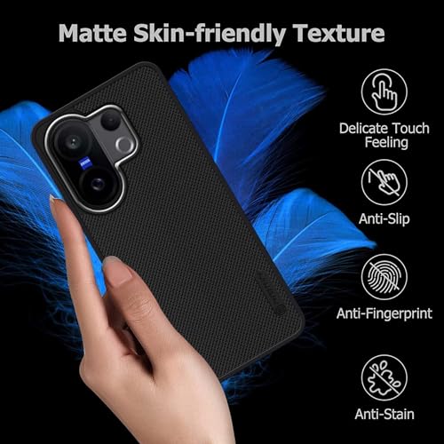 Image of Back Cover Case Compatible for Vivo X200 FE 5G (Textured Grip Design | Camera Protetion | Slim and Light Weight | Soft Touch and Feel | Black)