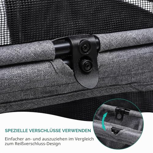 YITAHOME Hundebuggy Hundewagen klappbar für Hunde & Katzen, Haustierbuggy bis 22 kg mit umkehrbarem Griff, Netzfenstern, Getränkehalter, 360° drehbare EVA-Räder mit Bremsen (Grau)
