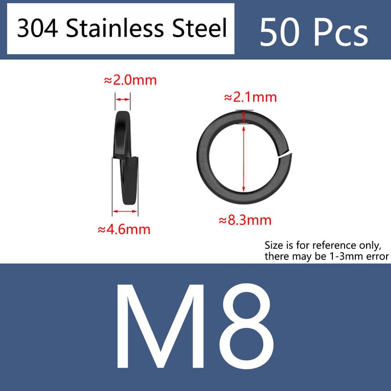 MOOPW Stainless Steel 304 Spring Washers Openings Flat Washers Corrosion Resistant Meson for Machinery Construction