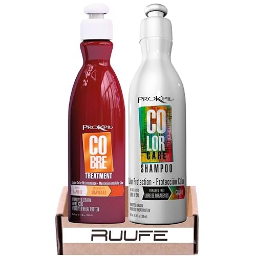 RUUFE Mascarilla tratada para el cabello de color y champú (paquete de 2) prokpil tratamiento cobre y champú cuidado del color tratamiento prokpil