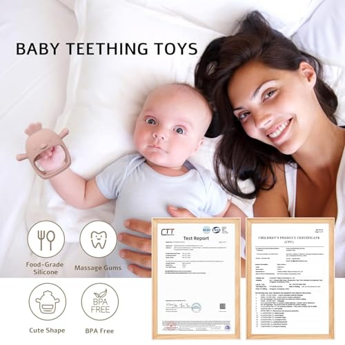 Image of PandaEar Silicone Baby Teething Toys| Baby Hand Teether Mitten for Sucking Needs| Chew Toys Hand Pacifier for Soothing Teething Pain Relief (Rattle Penguin Pink)