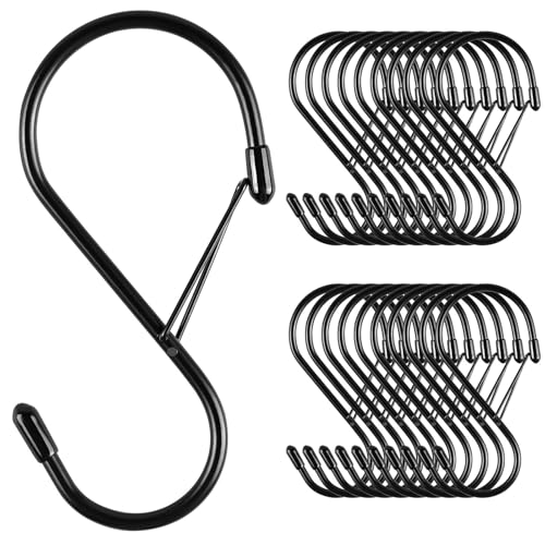 Dreecy 4 Inch S Hooks for Hanging with Safety Buckle,