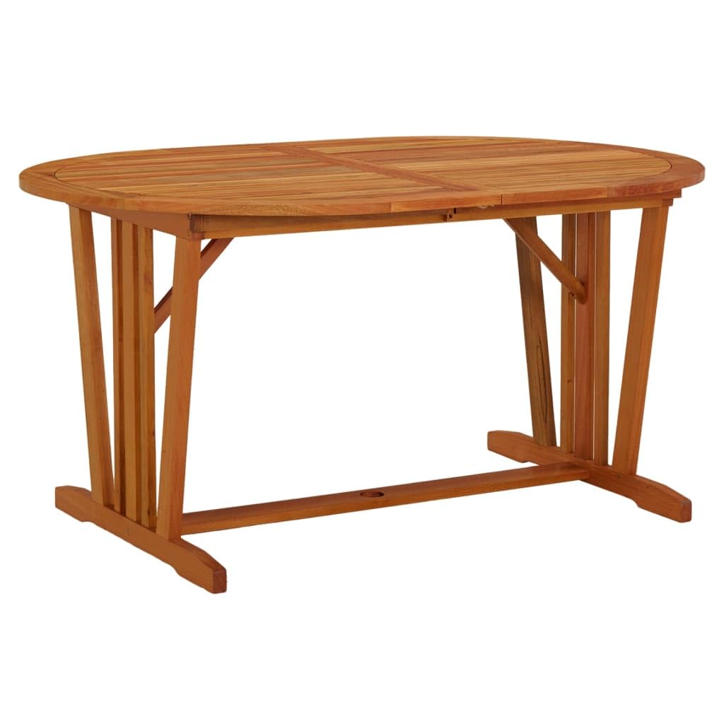 Tavolo da giardino allungabile in legno massiccio di eucalipto, 200 x 100 x 75 cm, con pratico foro per ombrelloni, ideale per pasti in terrazza o in giardino.