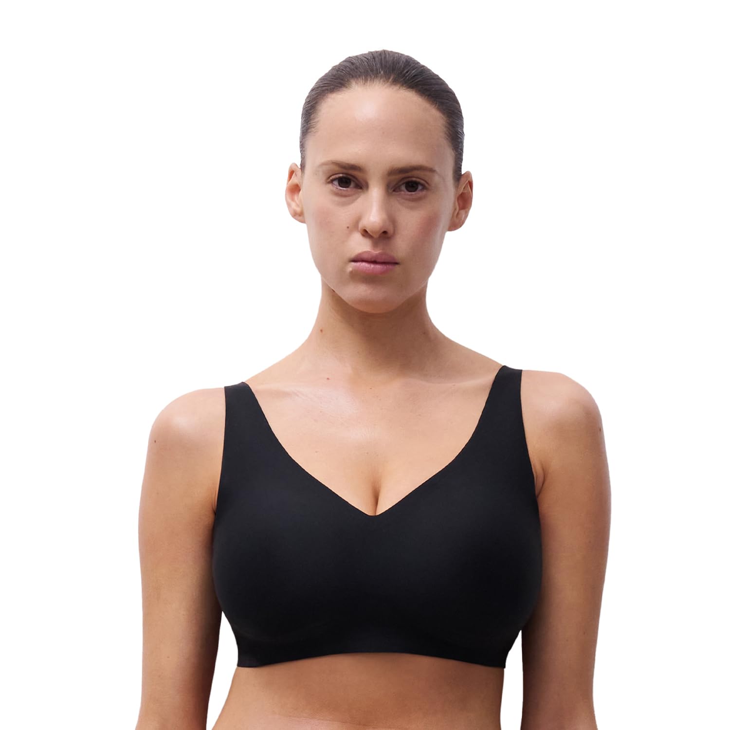 Chantelle Soft Stretch V-​Neck Wireless Support Bra Soutien-​Gorge d'entraînement, Opaque, Noir, S Femmes