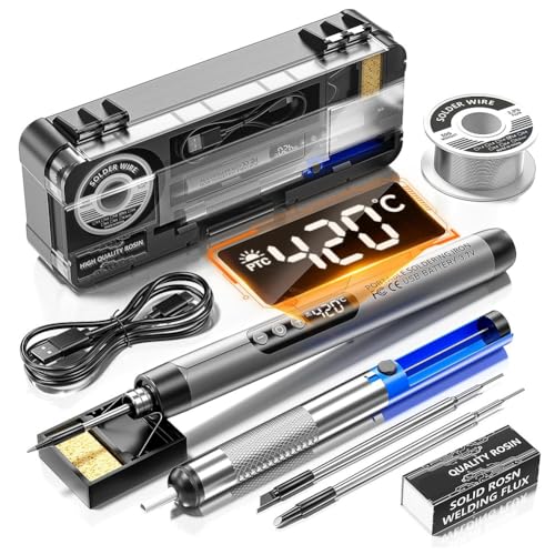 Bloepum Cordless USB Digital Soldering Iron Adjustable Temperature Type-C Interface Intelligent Solder Welding Iron Tool