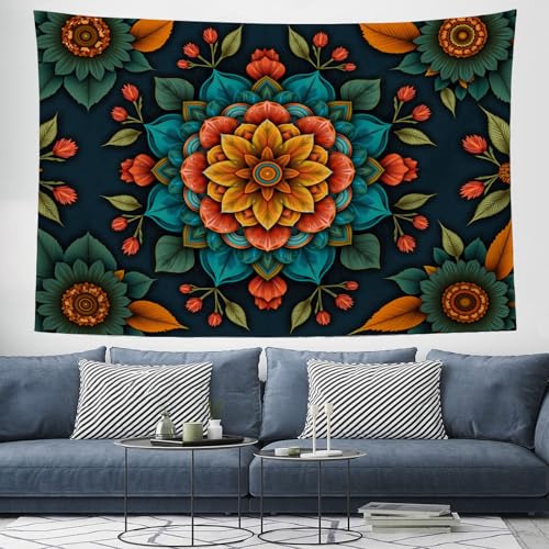 Tapisserie fleurs de datura deco bohème pour rechauffer l'ambiance du salon