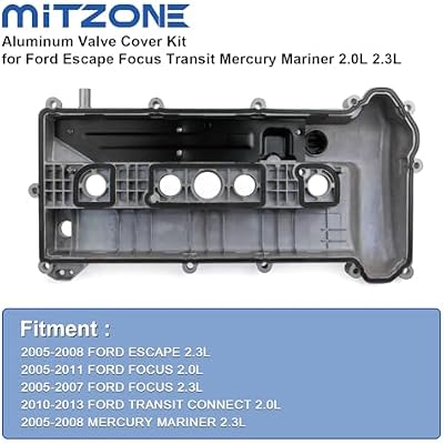 MITZONE Upgrade Aluminum Valve Cover compatible with 2005-2013 Ford Focus Escape Transit Connect Mariner 2.0L 2.3L Replace 4S4E6582C 4S4Z6582CA