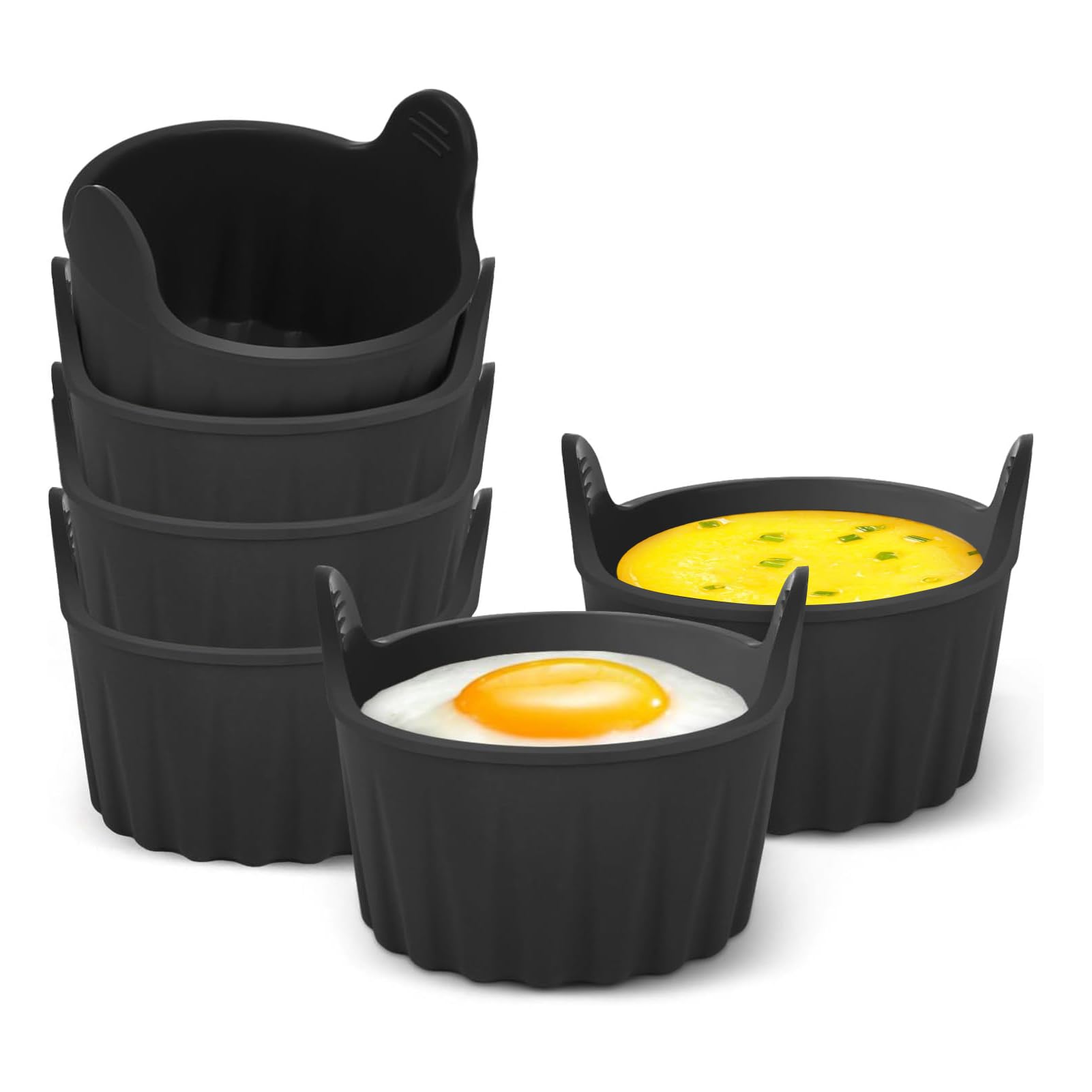 6Pcs Ramekins for Air Fryer, Air Fryer Egg Poacher Ramekins, Silicone Egg Poacher Cup for Souffle, Muffin, Cupcake, Custard, and Pudding