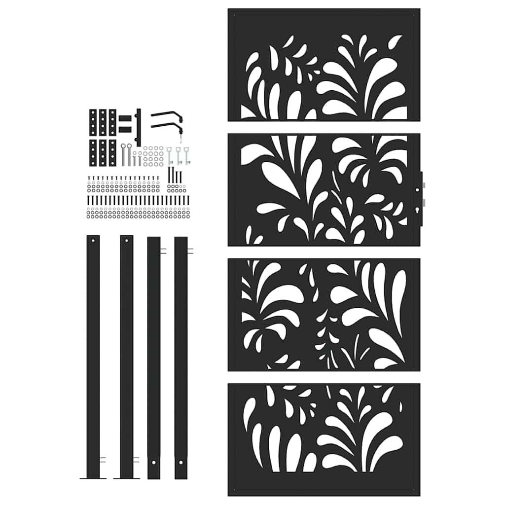 Gartentor Schwarz 100x200 cm Stahl