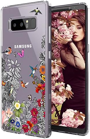 Galaxy Note 8 Case, Galaxy Note 8 Case Clear, MOSNOVO Floral Humming Bird Flower Transparent Clear Design Hard Case with Shockproof TPU Bumper Protective Back Case Cover for Samsung Galaxy Note 8