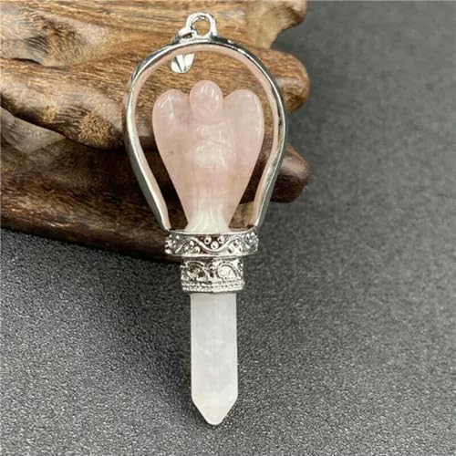 Pendule d'ange en Cristal Naturel, Pierre précieuse de radiesthésie - 1 pièce en Quartz Rose