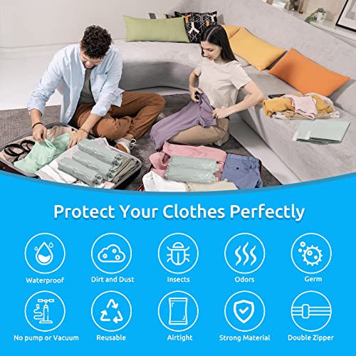 Cosadiman Taili Vacuum-Compressing 10Pcs Travel Compression Bags Vacuum Packing Roll Up Travel Space Saver Bags For Luggage Cruise Ship Essentials No Pumps Needed (Small) #TOP1