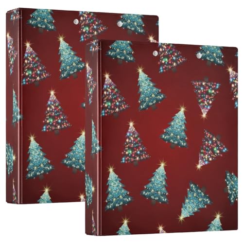 Carpeta de 3 anillos, carpetas de anillos en D rojos de árboles de Navidad con portapapeles, carpetas grandes de 3 carpetas para escuela, universidad, oficina (tamaño único 1)