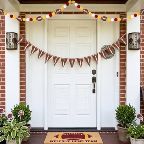 Image of Tatuo 3 Pcs 17.72 ft Football Felt Ball Garland Sports Rugby Pompom Pennant Bunting Banner for Football Game Day Sports Party Decorations
