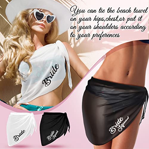 Jiuguva 24 Pcs Bride Cover ups Set Bridesmaid Coverups with Heart Sunglasses Sun Hats Bride Beach Sarongs Bathing Suit Wrap Bridesmaids Gifts for Wedding Bridal Shower Bachelorette Party4