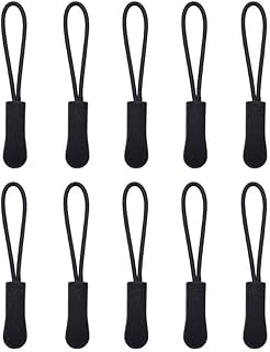 NAUXIU 10/20 piezas de cuerda multiusos con cremallera negra para equipo de camping, cuerda de viaje con hebilla de cremallera más larga para exteriores, kit de bolsas con clip de cola