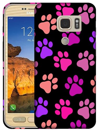 SM Cases Compatible with Samsung Galaxy S7 Active Case - Dog Paw Seamless 3D Printed Design Phone Back Hard Plastic Cover Case for Samsung Galaxy S7 Active. White