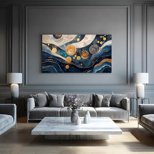 Tableau décoration murale abstrait luxe point doré chic bureau - 2