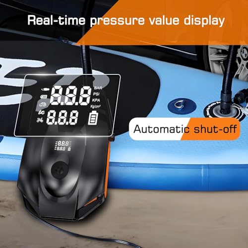 Image of 50PSI Paddle Board Pump Electric Portable, High Pressure Sup Pump - Dual Stage Inflation, Auto Shut Off and Deflate for Stand Up Paddle Board /Car /Kayak /Bicycle