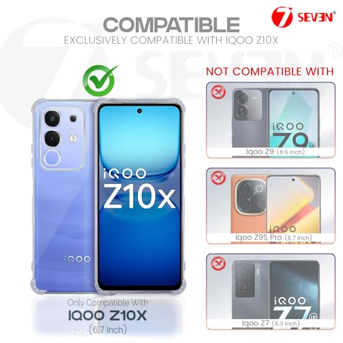 Image of 7SEVEN Back Cover for IQOO Z10X Transparent Mobile Back Case Shock Proof Design Camera Edges Protection Crystal Clear Phone Case Silicon Soft TPU and Flexible Bumper Phone Cover
