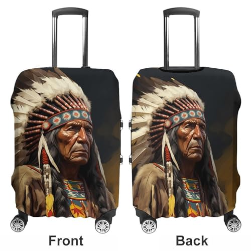Native American The Old Chief Travel Luggage Cover Washable Suitcase Protector Baggage Covers for Women Men XL3