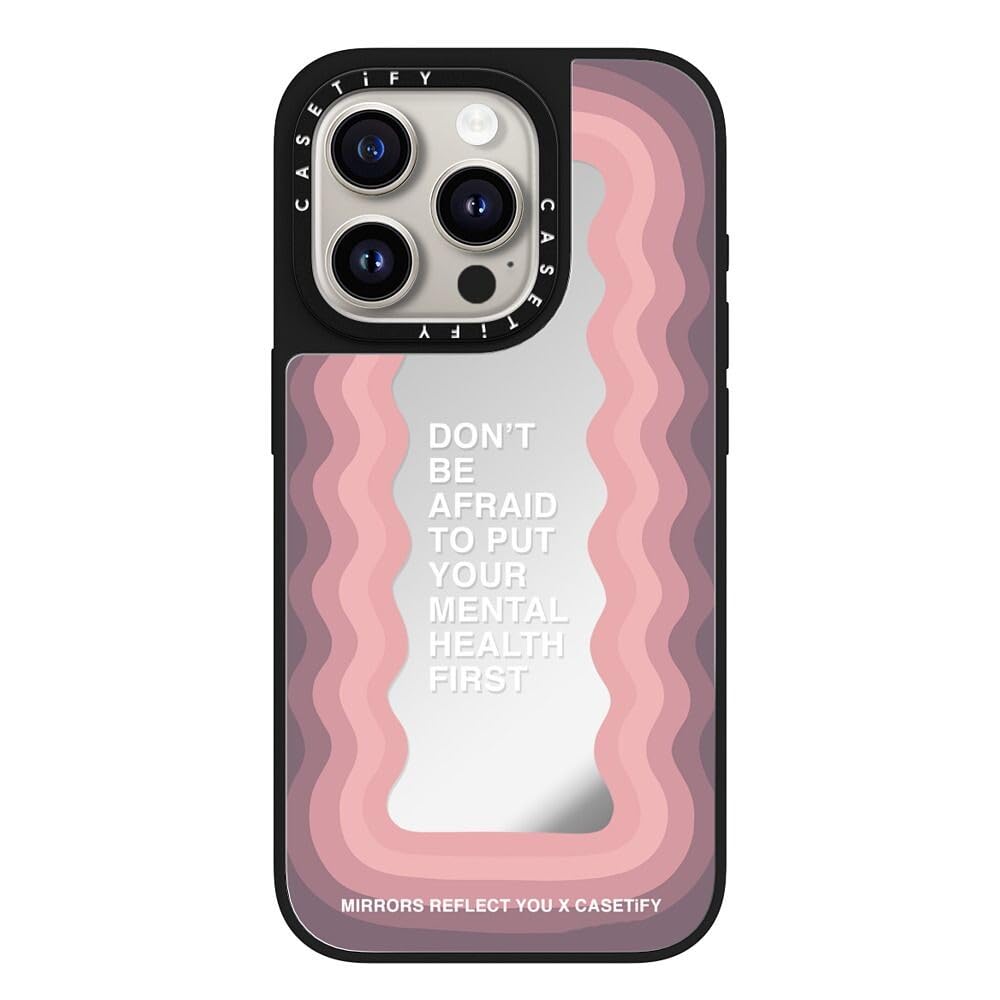 CASETiFY MagSafe 対応ミラー iPhone 15 Pro ケース [反射性 / 1.5mからの落下試験をクリア / MagSafe に対応] - Don't Be Afraid - シルバー (ブラックバンパー)