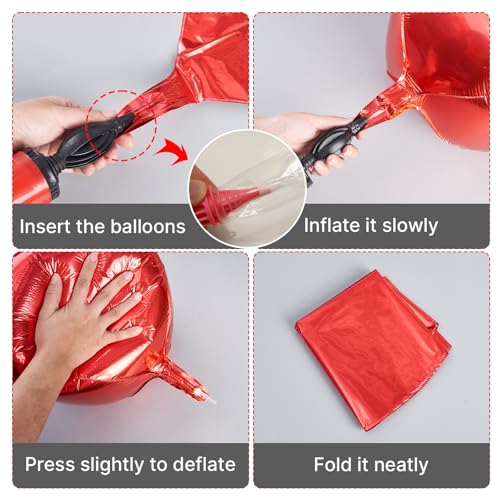 Image of PartyWoo Red Large Round Giant Foil 4D Balloons 20pcs Different Sizes | 22 15 10 Inch for Graduation Birthday Anniversary Casino Baby Shower Wedding Bridal Shower Gender Reveal Party Decorations