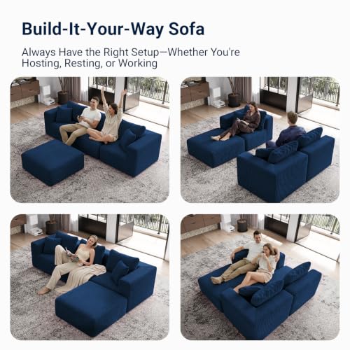 Image of Avenco 141-inch U-Shaped Modular Sectional Couch Sofa with 4 Ottomans