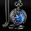 Tiong Quartz Pocket Watch Hollow Blue Star Steampunk Pocket Watch and Chain Birthday Gifts #1