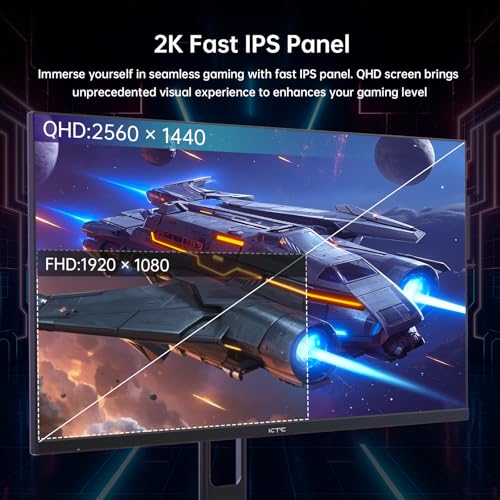 undefined KTC 27 Inch QHD Gaming Monitor, 2K 200Hz Up to 210Hz 1ms Fast IPS Computer Monitor, HDR400, 1440P with Adaptive Sync, Built-in Speakers, HDMI Displayport, Tilt Adjustment, VESA Compatible, H27T22C-3 の商品画像 2