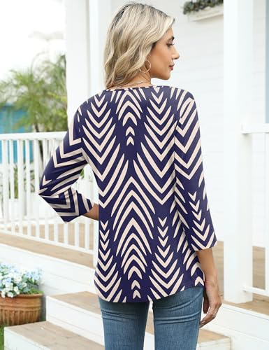 Image of LOMON Womens 3 /4 Length Sleeve T Shirts Asymmetrical Neck Tops Business Blouses for Women Fashion 2026