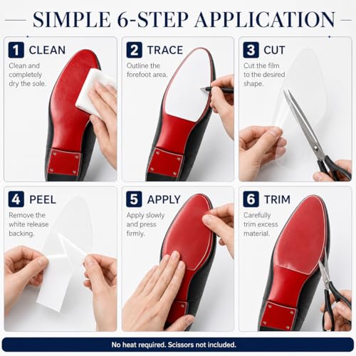 Image of 40 in Clear Sole Protector for High Heel Shoes, Anti-Slip Shoe Sole Guard, Transparent Sole Protector for Red Bottom Heels (5 in x 40 in)