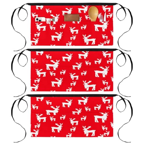 Demi-tablier de cuisine et nettoyage lot de 3 pièces à poches 60x30cm