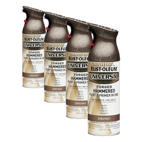 Image of Rust-Oleum 271479 Universal All Surface Forged Hammered Spray Paint, 12 oz, Chestnut (Pack of 4)