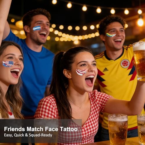 World Cup 2026 Soccer Temporary Tattoos 11 Sheets, Waterproof with Canadian Flag Face Stickers for kids adult, Soccer Fans Makeup World Cup 2026 Merchandise for Game Day, Sports Party Decorations - 5