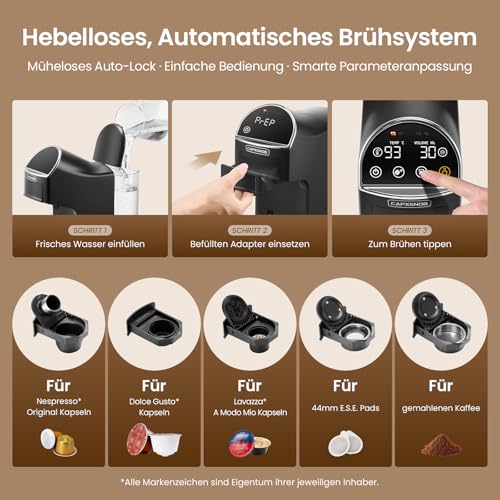 Magician2 5 in 1 Kapselmaschine für Nespresso, Dolce Gusto, Lavazza A Modo Mio, ESE 44 Pads und Kaffeepulver, 20 Bars, 1400W, 1,2 L, LED-Display, Espressomaschine | Kaffeemaschine für Zuhause und Büro 6