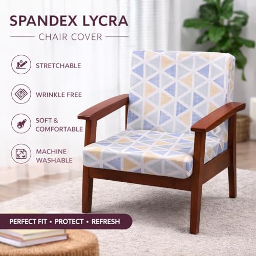 Image of STITCHNEST 'Contour Fit Series' Stretchable Printed Wooden Sofa Cover (Pack of 4) - Elastic Wooden Chair Cover | Wooden Sofa Seat Cover | Size - 20-21 x 20-21 x 3-5 in