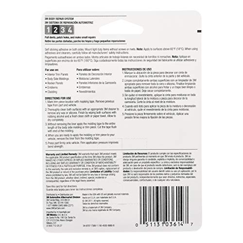 3M Super-Strength Molding Tape, 03614, 1/2 In X 15 Ft, 1 Roll #TOP6