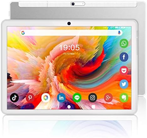 Octa-Core Tablet 10 Inch, Android 10.0, 32GB/128GB Expand, 1200×1920 IPS HD G+G Display, 18MP Metal Body Gaming Tablet, Dual Camera, WiFi/Bluetooth/GPS/OTG/Google Unlock Tablet [2021 Latest Silver]