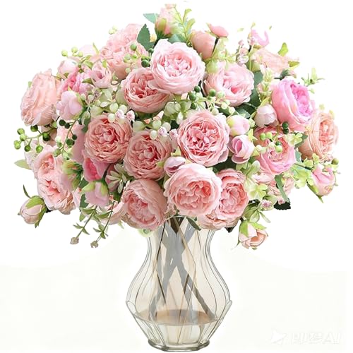 YELYAN 2 Pack Fake Peony Artificial Flowers White Flowers Si