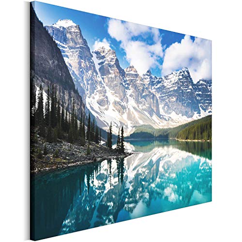 Revolio 40x30 cm Impression sur Toile Murale Tableau Art Peinture Image Motif Moderne Décoration pour le Salon Intérieur Photo - Paysage du Canada avec des montagnes blanches bleues